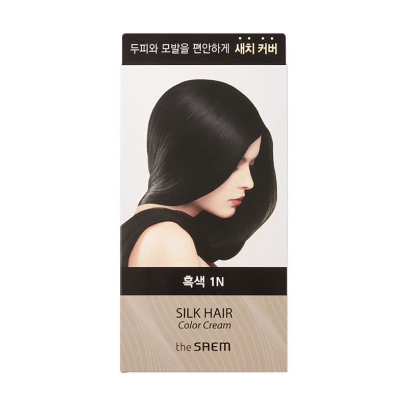 Крем-фарба для волосся The Saem Silk Hair Color Cream Gray Hair Cover, Black, 120 г